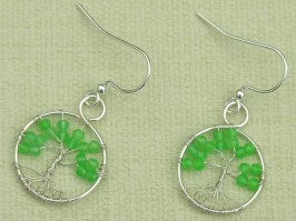 Tree of Life Earrings - Green Quartz