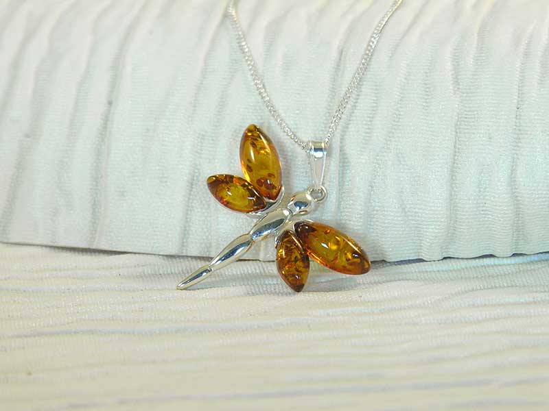 Amber Dragonfly Necklace