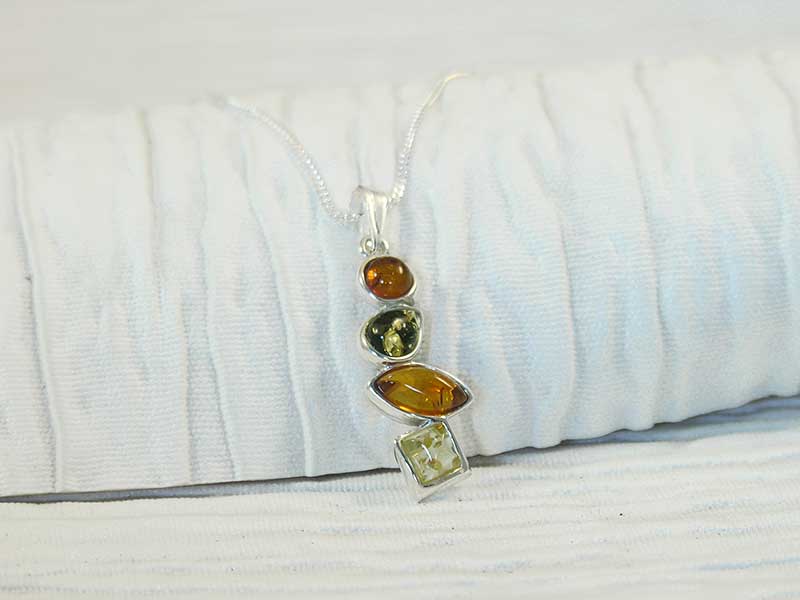 Amber Mixed Cabochon Drop Necklace