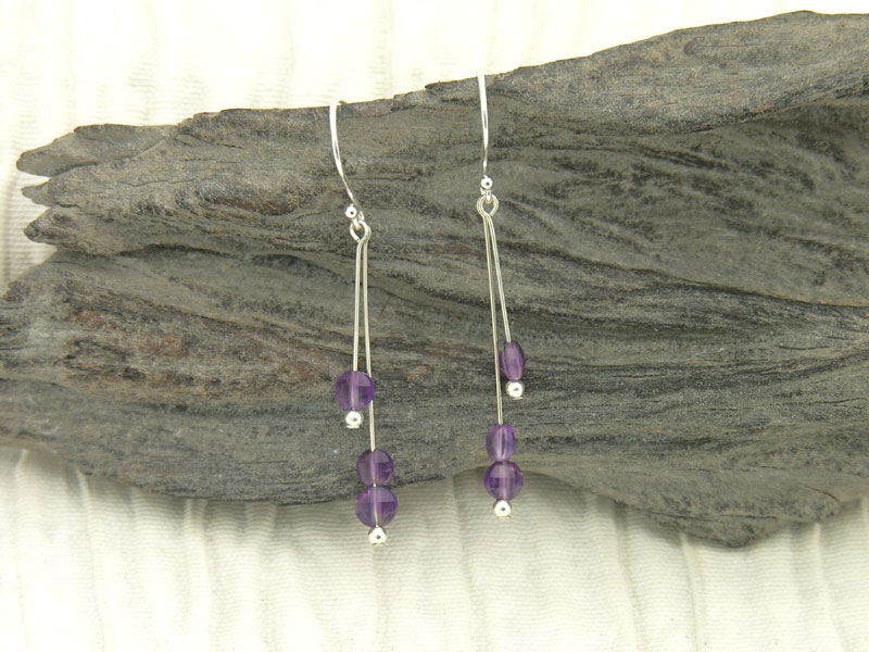 Amethyst Double Drop Coin Earrings
