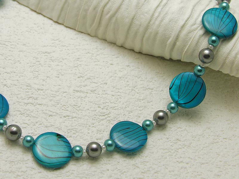 Cyan Shell Swirl Necklace