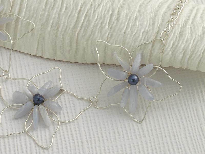 Daisy Chain Blue Chalcedony Necklace