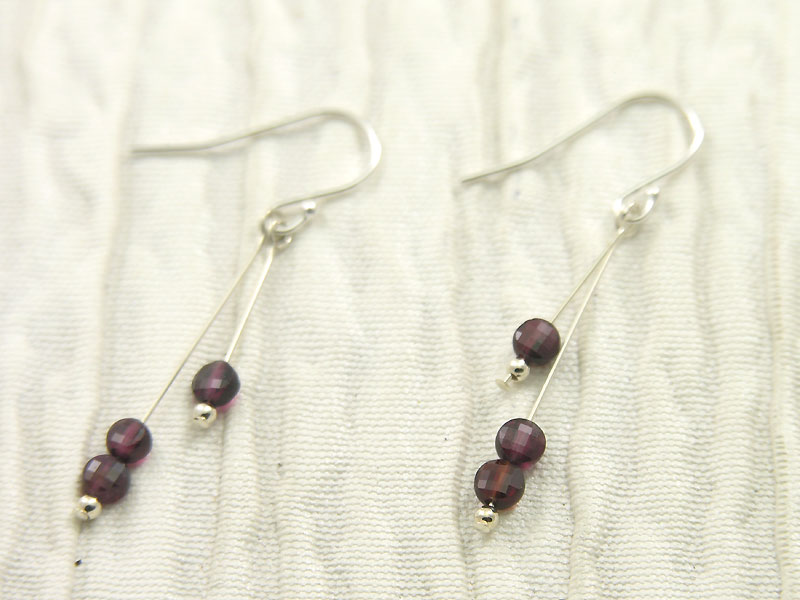 Garnet Double Drop Coin Earrings