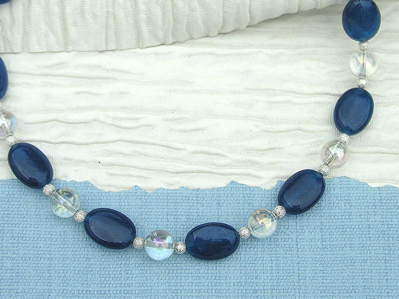 Navy Peony Necklace