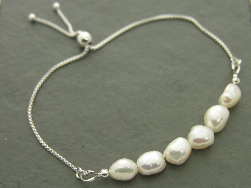 White Pearl Slider Bracelet