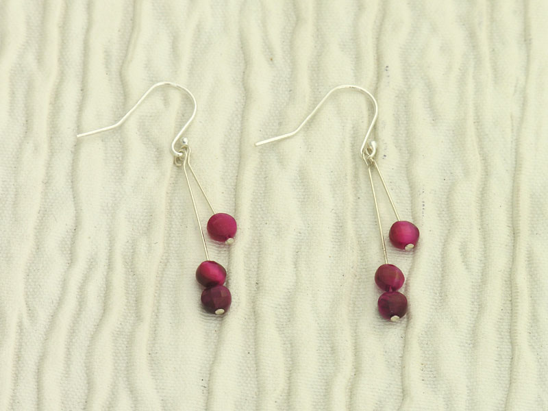 Pink Tigers Eye Coin Earrings