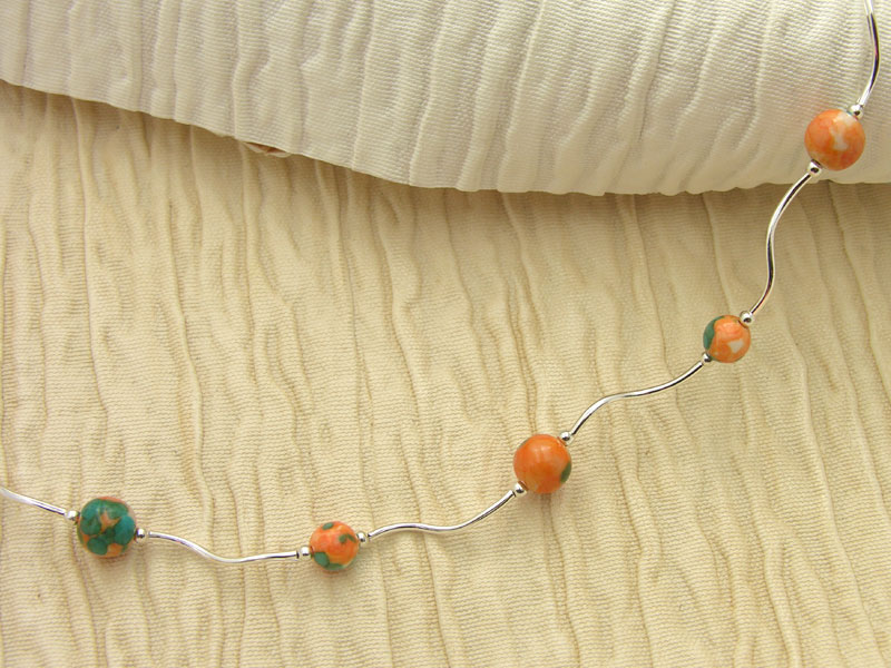 Orange Rainflower Ripple Necklace - Close up