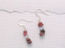 Crystal Gem Earrings Rhodonite