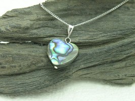 Abalone Large Heart Drop Necklace 