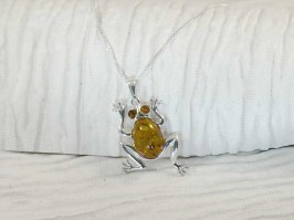 Amber Frog Necklace