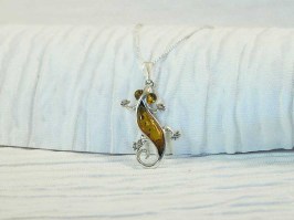 Amber Gecko Necklace