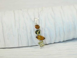 Amber Mixed Cabochon Drop Necklace
