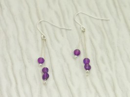 Amethyst Double Drop Coin Earrings