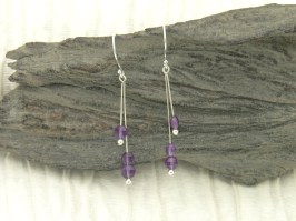 Amethyst Double Drop Coin Earrings