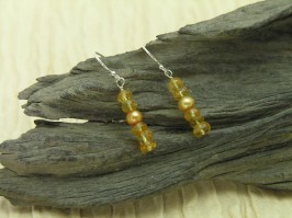 Citrine Pearl Rondelle Earrings
