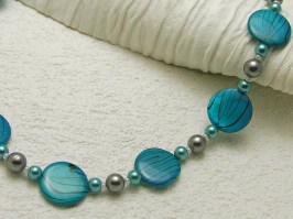 Cyan Shell Swirl Necklace