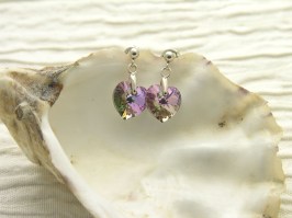 Lavender Heart Stud Earrings
