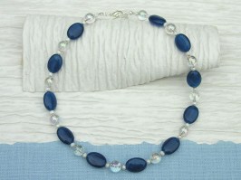 Navy Peony Necklace