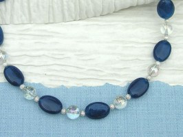 Navy Peony Necklace
