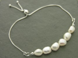 White Pearl Slider Bracelet