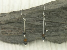 Pietersite Double Drop Coin Earrings