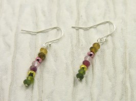 Tourmaline Pyrite Rondelle Earrings
