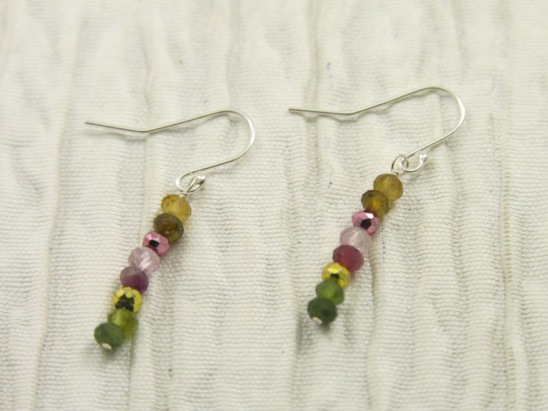 Tourmaline Pyrite Rondelle Earrings